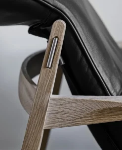 Stolab Link fåtölj, vitoljad ek - svart Elmotique läder