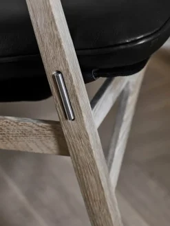 Stolab Link fåtölj, vitoljad ek - svart Elmotique läder