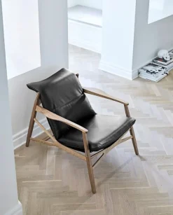 Stolab Link fåtölj, vitoljad ek - svart Elmotique läder