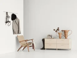 String Furniture Relief klädstång med krokar, stor, 123 cm, beige