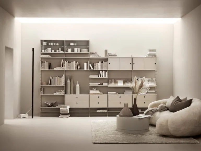 String Furniture String byrå med 2 lådor, 58 x 30 cm, beige