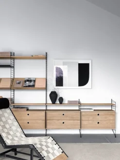 String Furniture String byrå med 2 lådor, 78 x 30 cm, ek