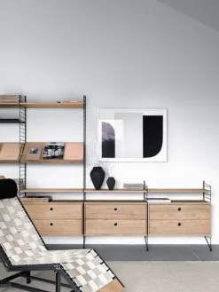 String Furniture String byrå med 2 lådor, 58 x 30 cm, ek