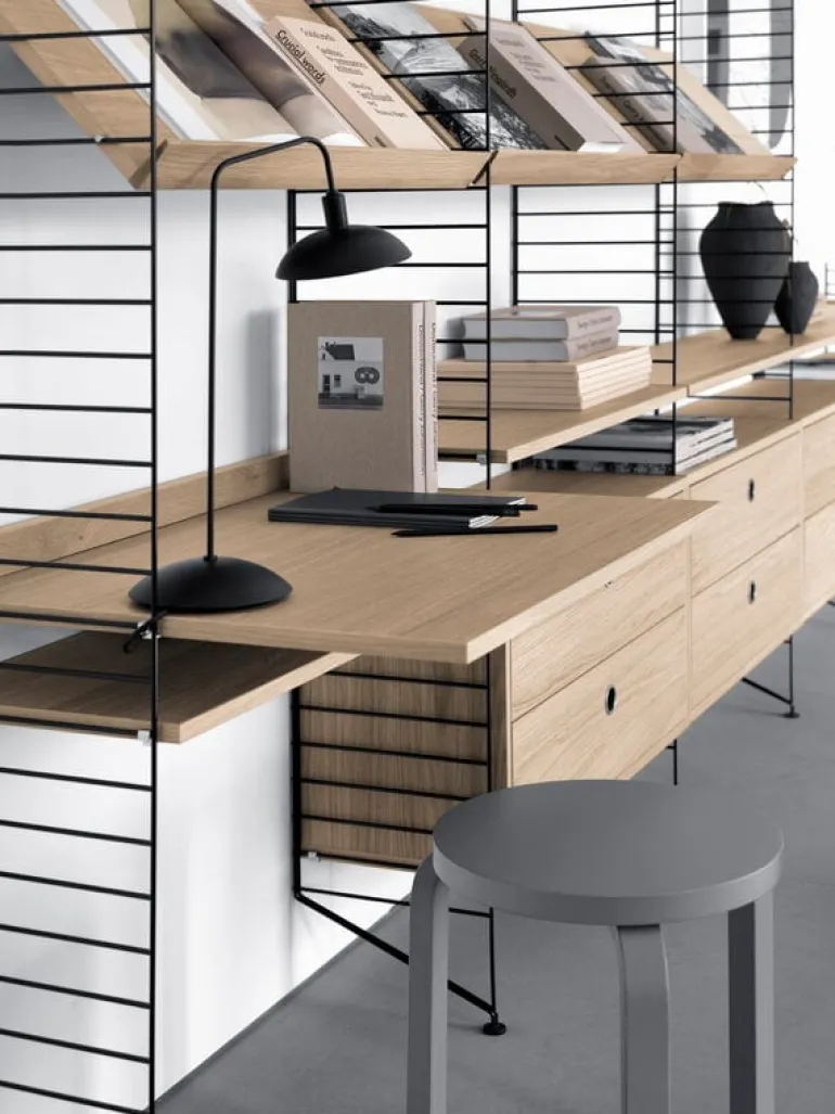 String Furniture String byrå med 2 lådor, 58 x 30 cm, ek