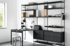 String Furniture String byrå med 2 lådor, 58 x 30 cm, grå