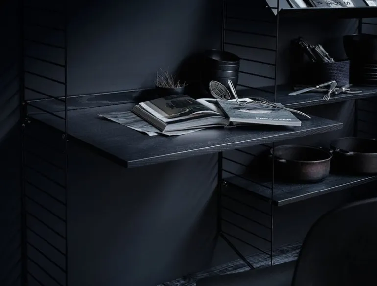 String Furniture String golvgavel 200 x 30 cm, 2-pack, svart