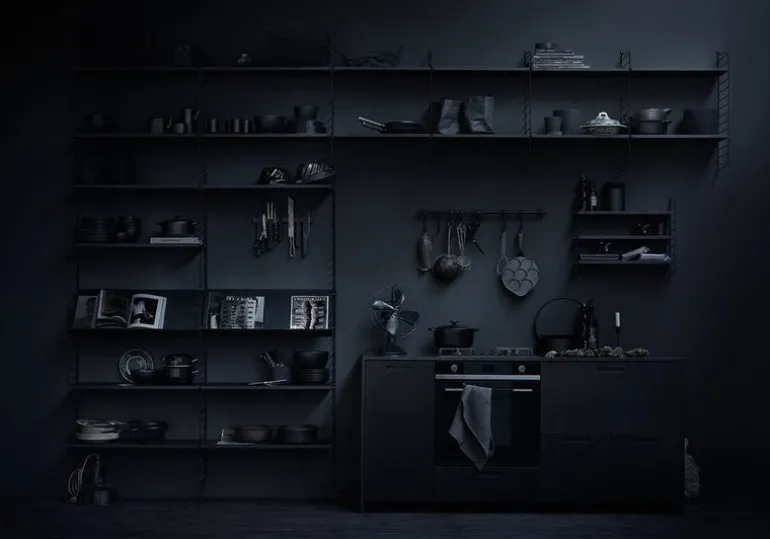 String Furniture String golvgavel 200 x 30 cm, 2-pack, svart