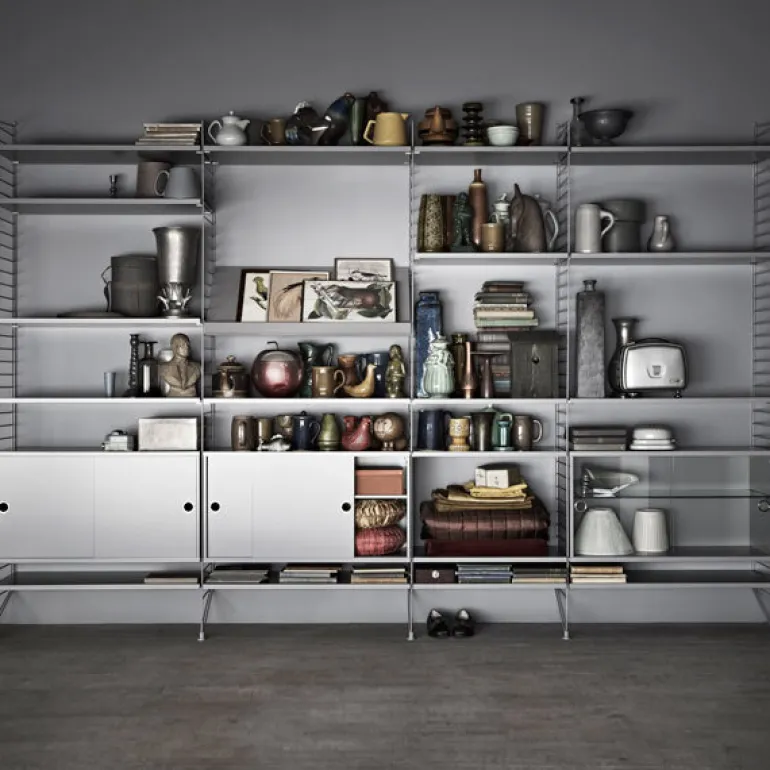 String Furniture String hylla 58 x 30 cm, 3-pack, grå