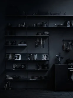 String Furniture String hylla 58 x 30 cm, 3-pack, svartbetsad ask