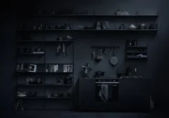 String Furniture String hylla 58 x 30 cm, 3-pack, svartbetsad ask