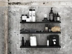 String Furniture String hylla 58 x 20 cm, 3-pack, svartbetsad ask