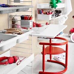 String Furniture String metallhylla, 78 x 30 cm, hög, vit