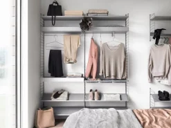 String Furniture String metallhylla, 78 x 30 cm, hög, grå