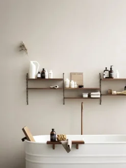 String Furniture String Pocket hylla, valnöt - svart