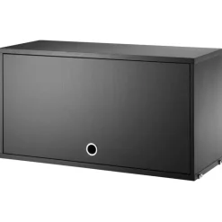 String Furniture String skåp med flipdörr, 78 x 30 cm, svartbetsad ask