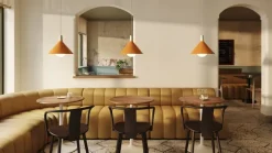 Tala Bower, pendellampa C360, med Sphere IV-lampa, gul