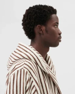 Tekla Morgonrock med huva, kodiakbruna ränder