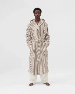 Tekla Morgonrock med huva, kodiakbruna ränder