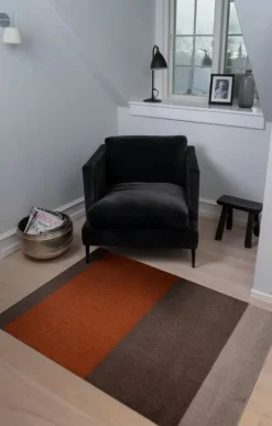 Tica Copenhagen Stripes horisontell matta, 90 x 130 cm, brun - terrakotta