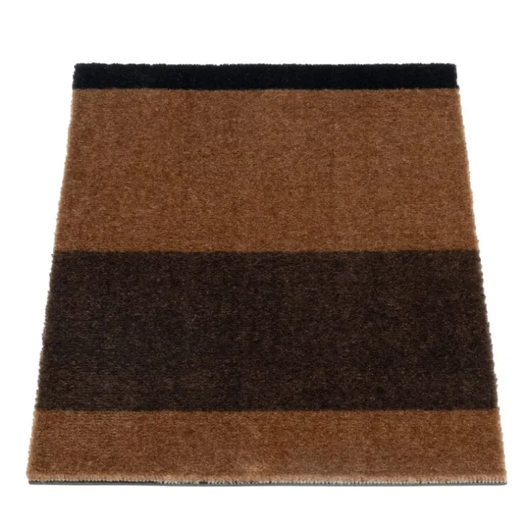 Tica Copenhagen Stripes Horizontal matta, 40 x 60 cm, konjak - mörkbrun - svart