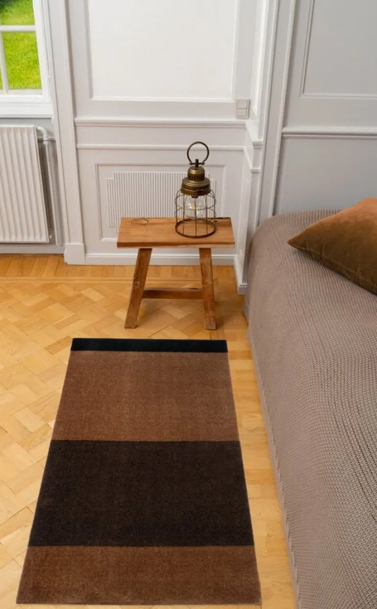 Tica Copenhagen Stripes Horizontal matta, 67 x 120 cm, konjak - mörkbrun - svart