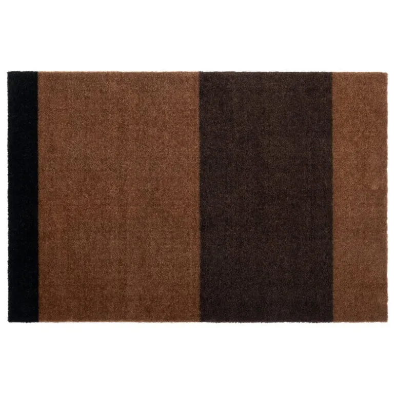 Tica Copenhagen Stripes Horizontal matta, 60 x 90 cm, konjak - mörkbrun - svart
