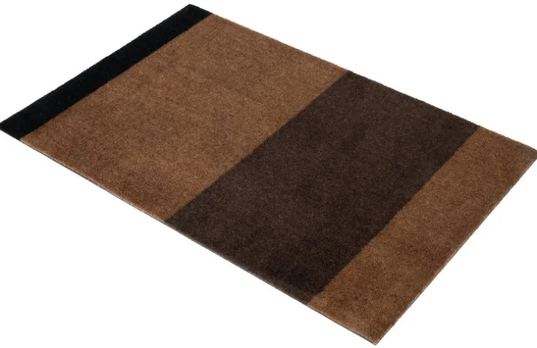 Tica Copenhagen Stripes Horizontal matta, 60 x 90 cm, konjak - mörkbrun - svart