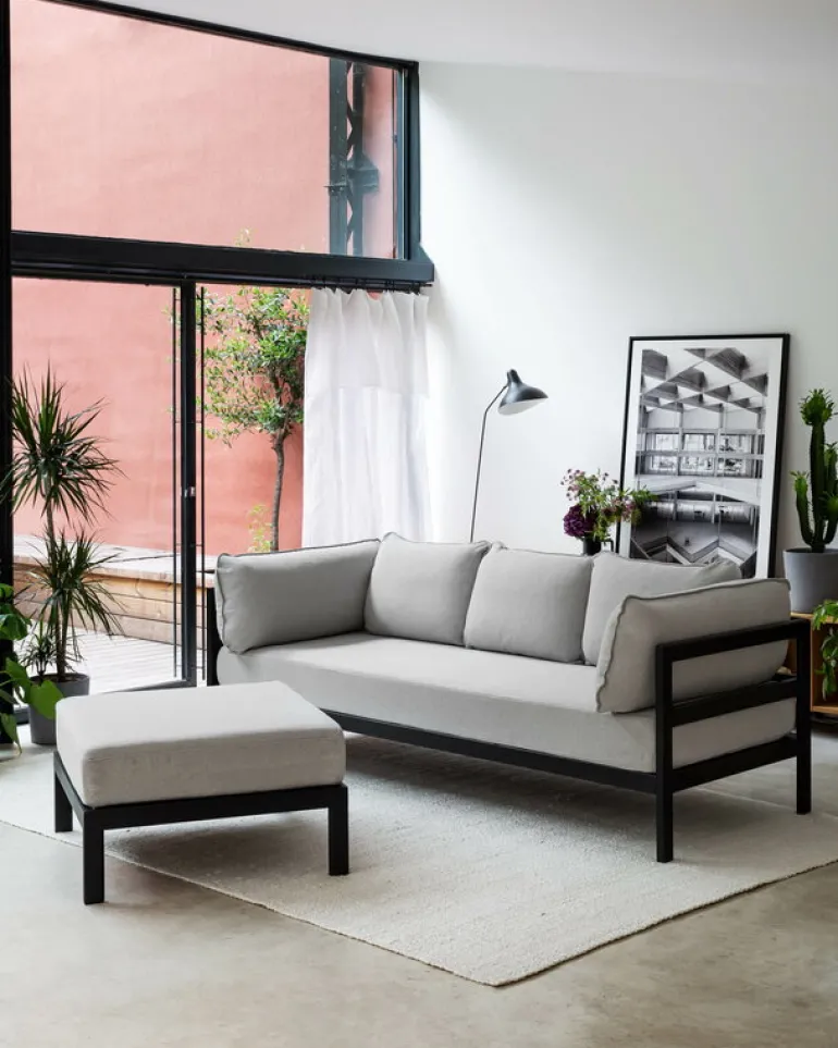 TIPTOE Easy fotpall, grafit svart - ljunggrå