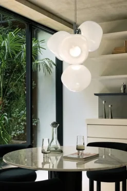 Tom Dixon Melt Chandelier Mini pendellampa, LED, opal - silver