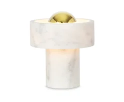 Tom Dixon Stone bärbar LED-bordslampa, vit marmor