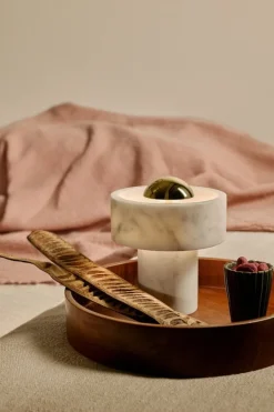 Tom Dixon Stone bärbar LED-bordslampa, vit marmor