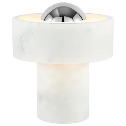 Tom Dixon Stone bärbar LED-bordslampa, vit marmor - silver