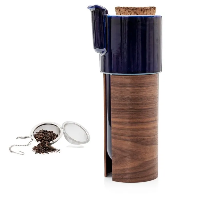 Tonfisk Design Warm tekanna 1,1 L, blå - valnöt, korklock