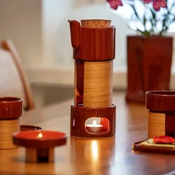 Tonfisk Design Warm teset, brun - ek, keramiskt lock