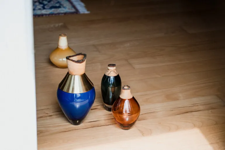 Utopia & Utility India Small I stapelbar behållare, 30 x 15 cm, blå - mässing