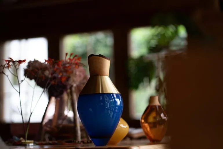 Utopia & Utility India Small I stapelbar behållare, 30 x 15 cm, blå - mässing