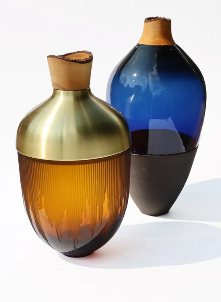 Utopia & Utility Ray stapelbar behållare, 55 x 30 cm, bärnsten - mässing