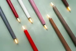 Uyuni Lighting LED antikljus, 32 cm, 2 st, olivgrön