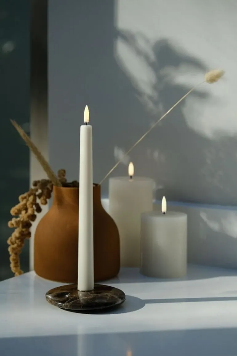 Uyuni Lighting LED blockljus, 7,8 x 15 cm, rustik textur, vanilj