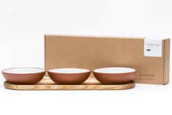Vaidava Ceramics Earth skål 0,2 l, 3-pack + bricka, vit