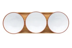 Vaidava Ceramics Earth skål 0,2 l, 3-pack + bricka, vit