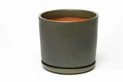 Vaidava Ceramics Moss blomkruka med fat, XL, mossgrön