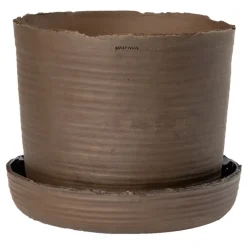 Vaidava Ceramics Soil kruka med fat, XXL, brun