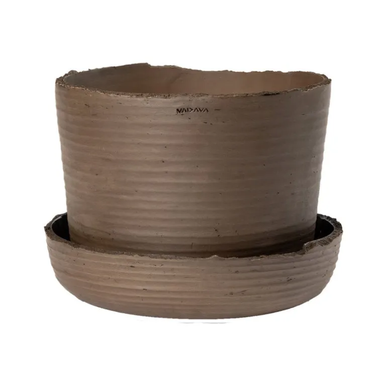 Vaidava Ceramics Soil kruka med fat, L, brun