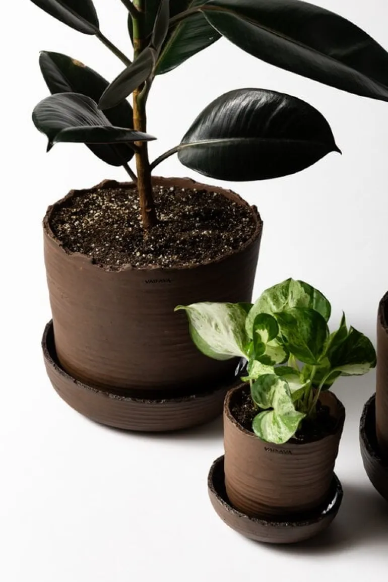 Vaidava Ceramics Soil kruka med fat, L, brun