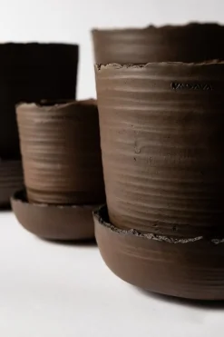 Vaidava Ceramics Soil kruka med fat, L, brun