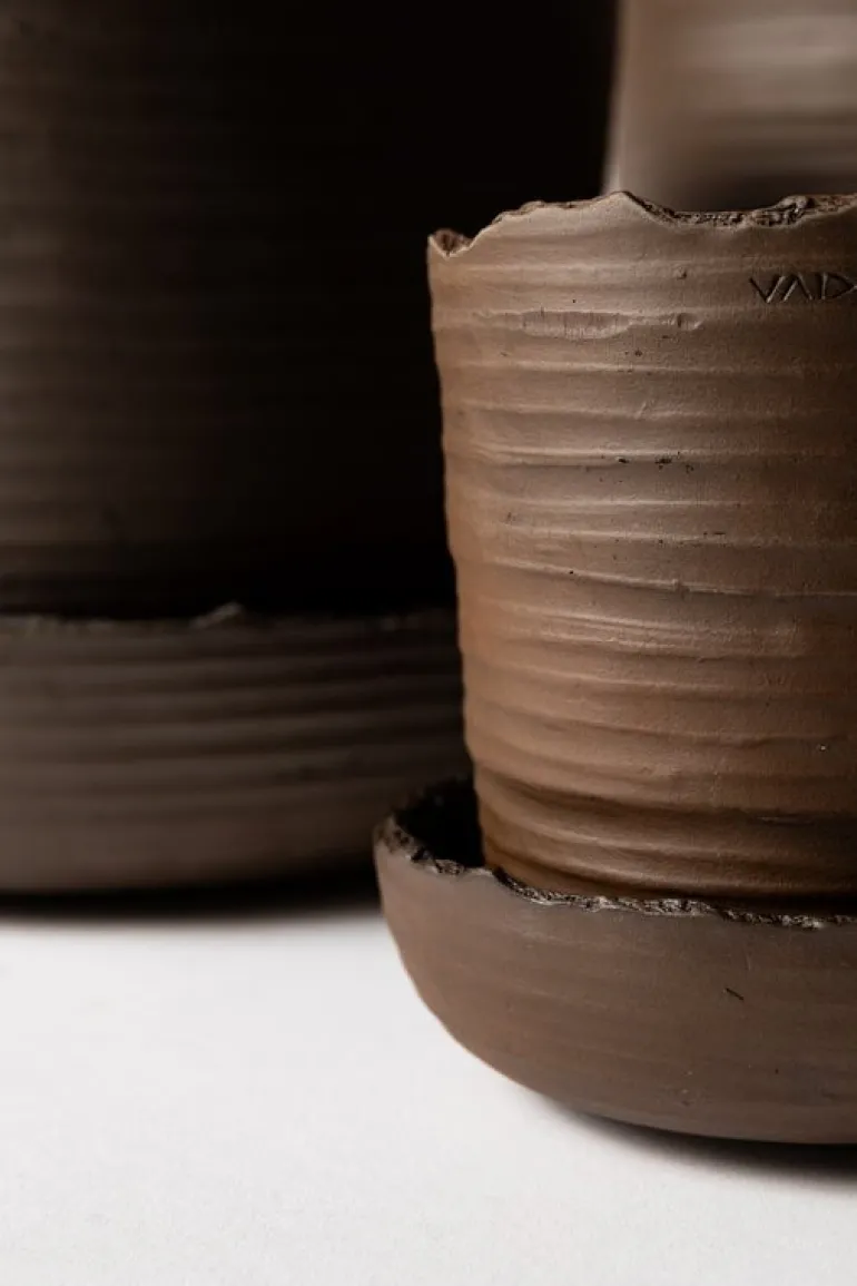 Vaidava Ceramics Soil kruka med fat, L, brun