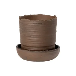 Vaidava Ceramics Soil kruka med fat; S, brun