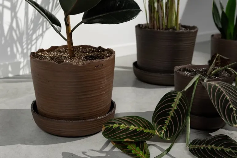 Vaidava Ceramics Soil kruka med fat; S, brun