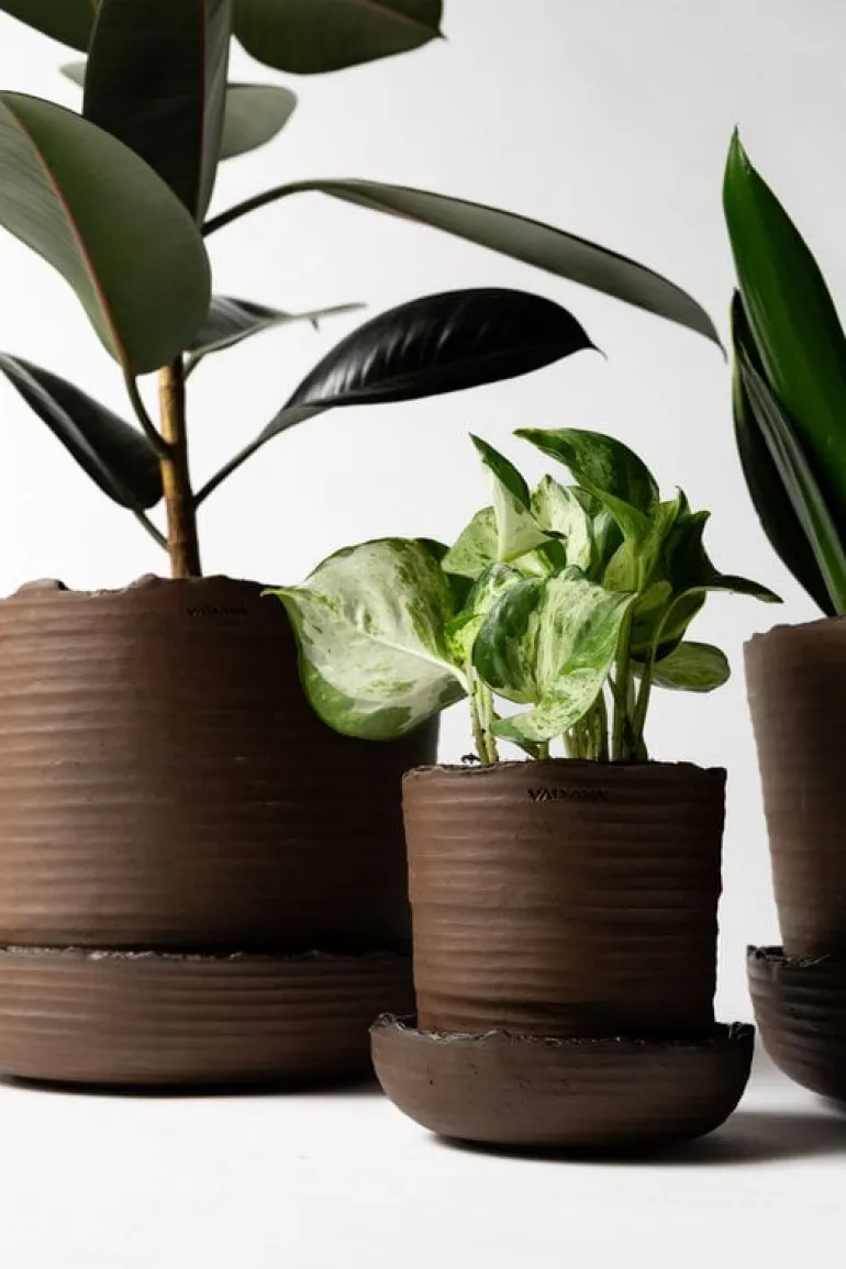 Vaidava Ceramics Soil kruka med fat; S, brun